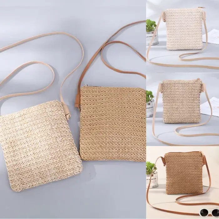 Sac à main carré en rotin pour femmes