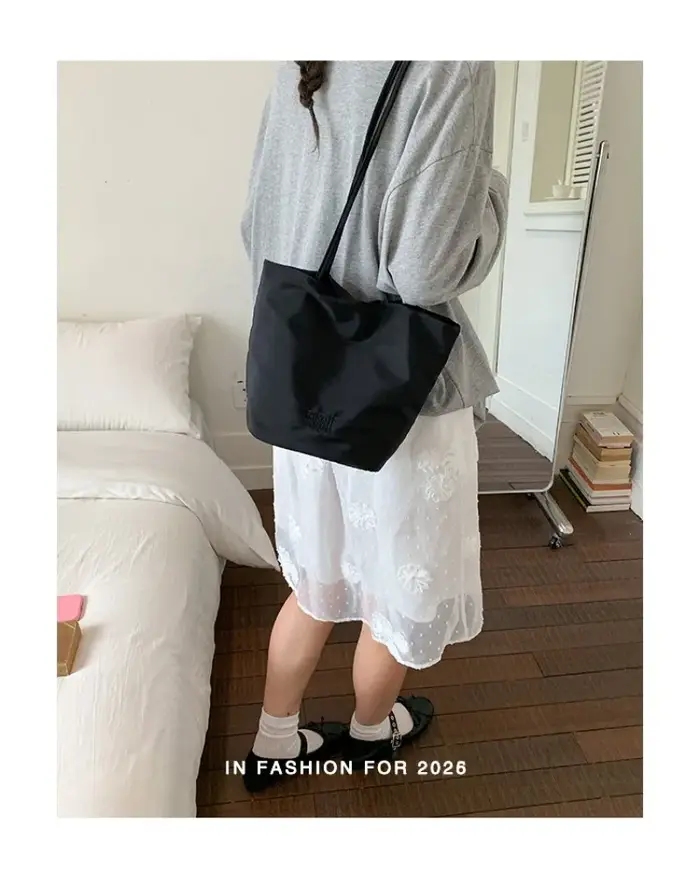 Sac fourre-tout mini en nylon uni décontracté pour femme