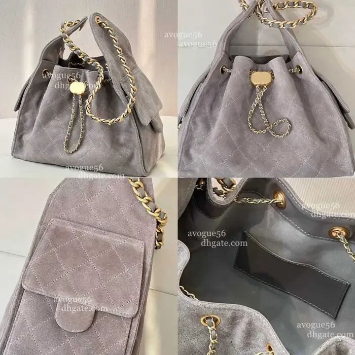 Sac à bandoulière de créateur en cuir caviar 25, style seau, hobo, sous le bras, en suède, matelassé