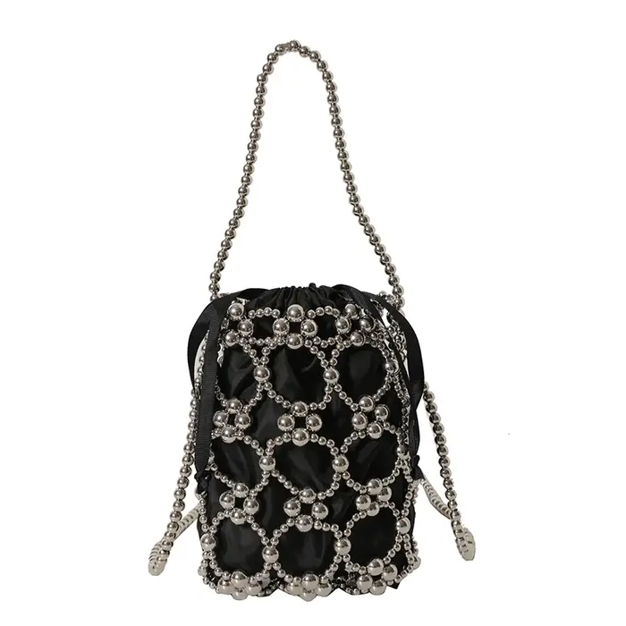 Sacs seau à perles blanches pour femmes, sacs à bandoulière, sens exquis du luxe, sacs à main de fêt