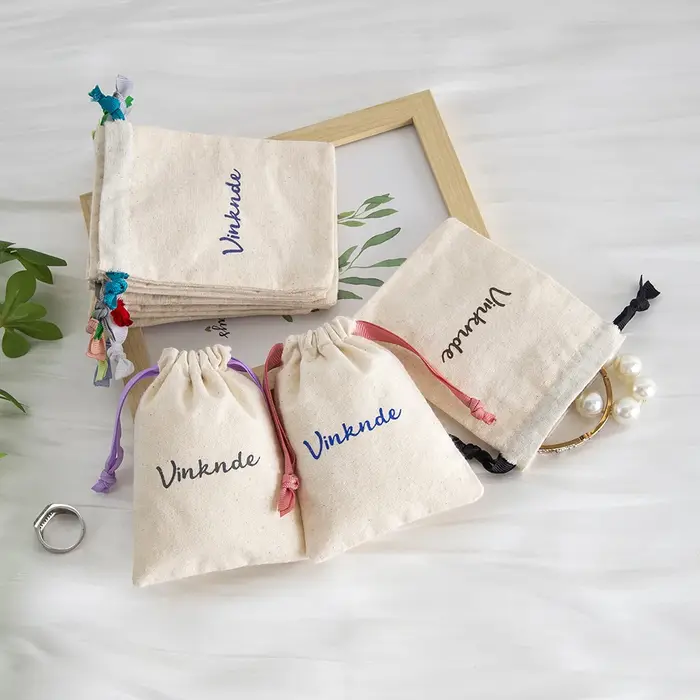 Sac en mousseline de coton biologique imprimé avec Logo personnalisé écologique