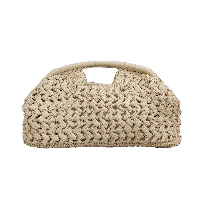 Sac de plage de luxe en paille et rotin pour l'été, sac fourre-tout tissé tendance, pochette pour fe