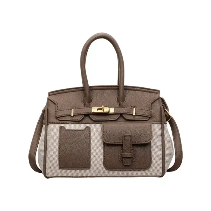 Sac fourre-tout de luxe texturé pour femme, nouvelle collection 2026, en cuir patchwork avec décorat