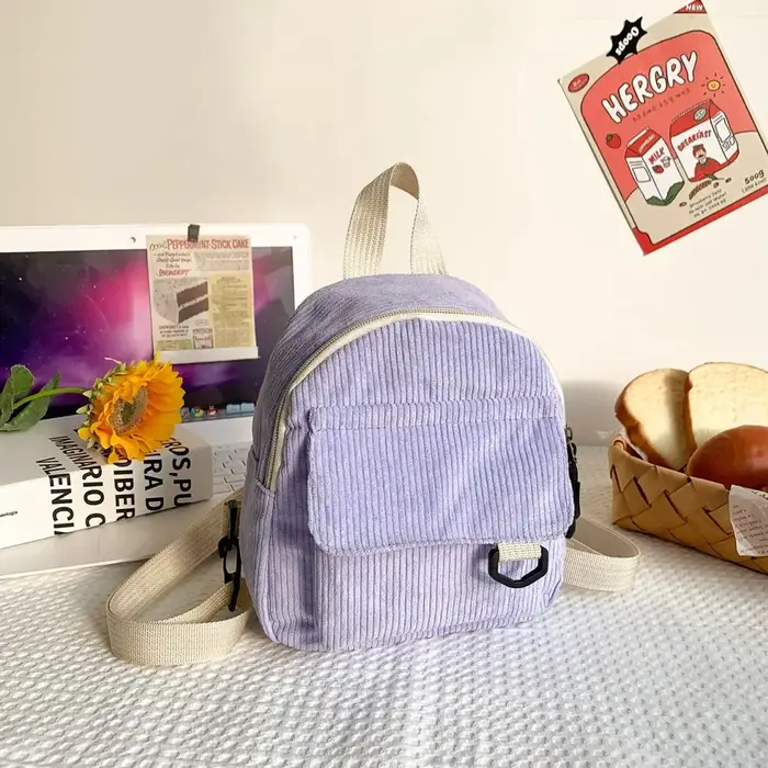 Mini sac à dos en velours côtelé pour femmes, sacs à livres pour étudiants, sacs à main pour documen