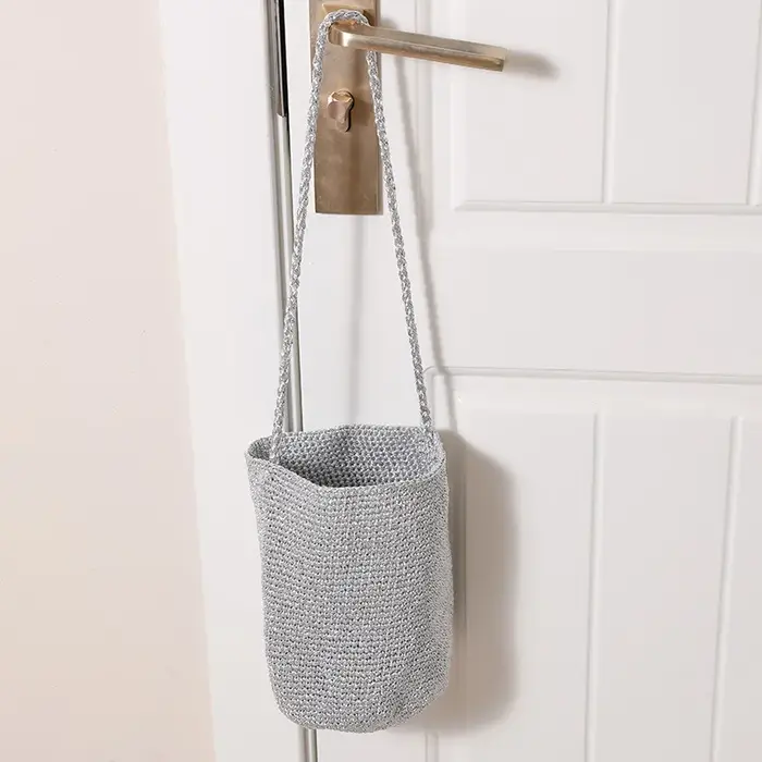 Sac seau décontracté grande capacité tressé à la main, couleur unie, design en paille avec liseré mé