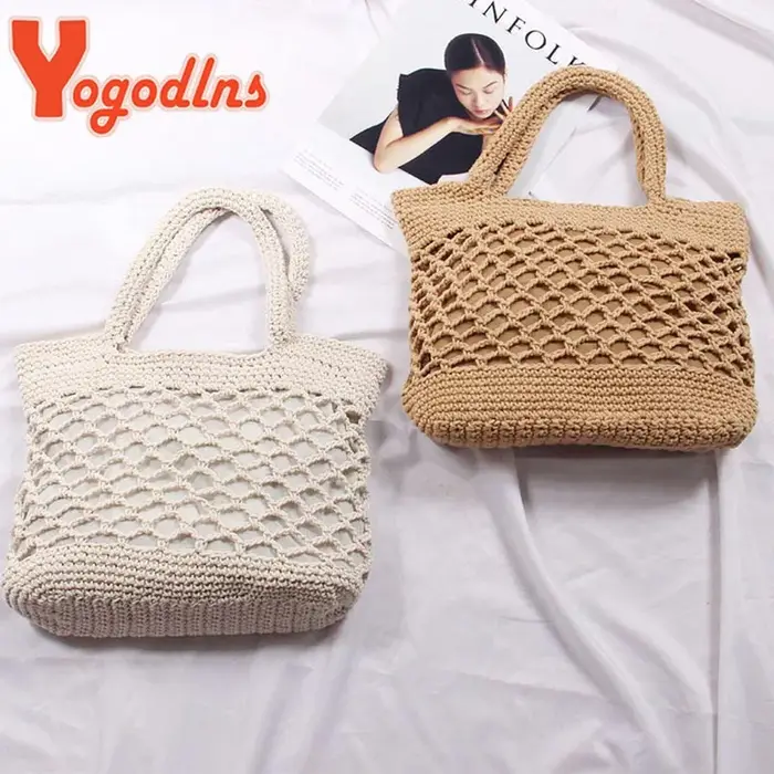 Sac à main de plage en crochet pour filles