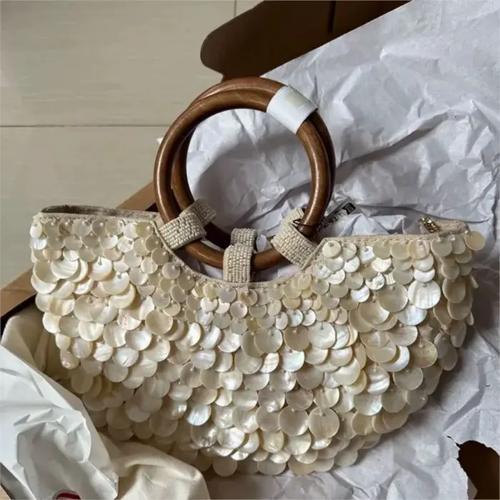 Sac à main à poignée supérieure en bois pour femmes