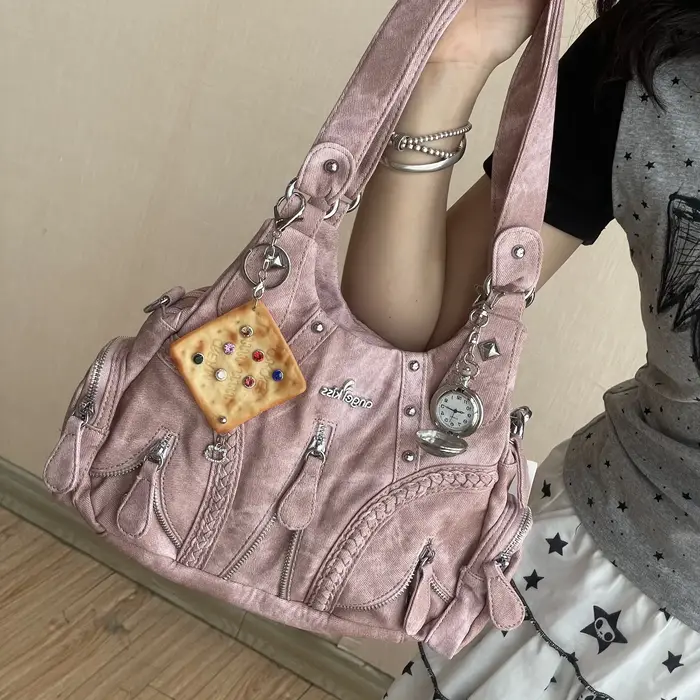 Y2k Spicy Girl moto sacs à bandoulière pour femmes millénaire rétro sous les bras sac sous-culture s