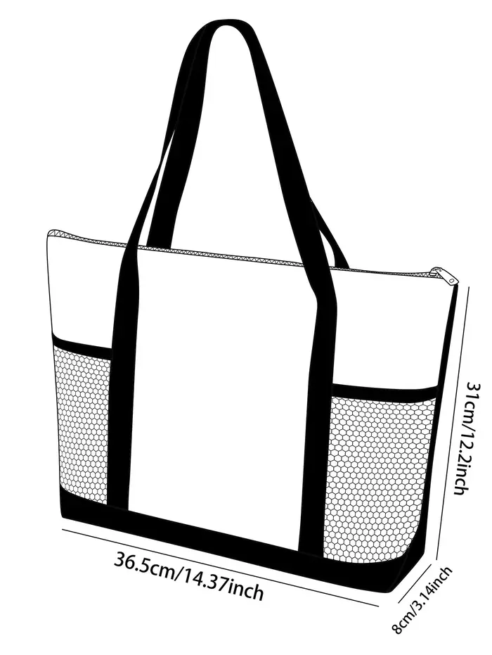 Sac de plage noir à imprimé cœurs