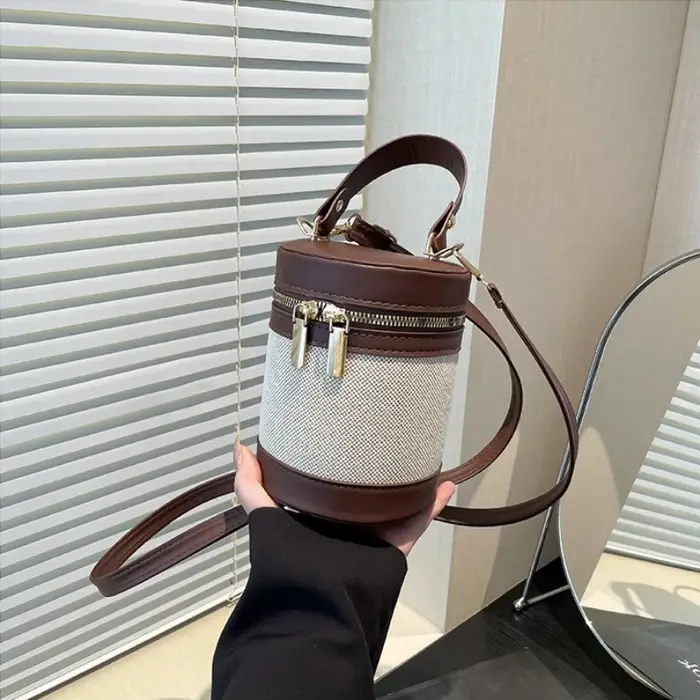 Nouveau style coréen sac seau en lin tendance pour femmes sac de maquillage imprimé léopard sac à bandoulière mode sac