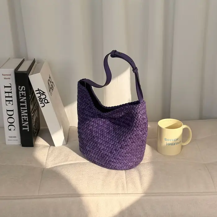 Sac Hobo Tressé en Cuir Véritable Mendy, Sac à Bandoulière Tressé, Sac Seau Souple, Qualité Japonais