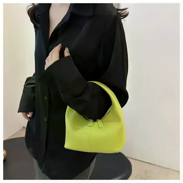 Mini sac hobo en cuir PU avec poignée supérieure et fermeture éclair
