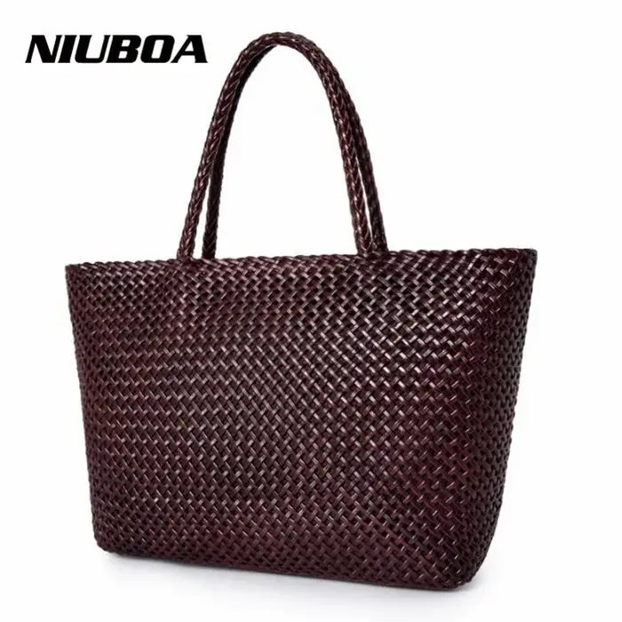 Sac à main en cuir pour femme, grand sac fourre-tout romantique tissé à la main, sac seau en cuir de