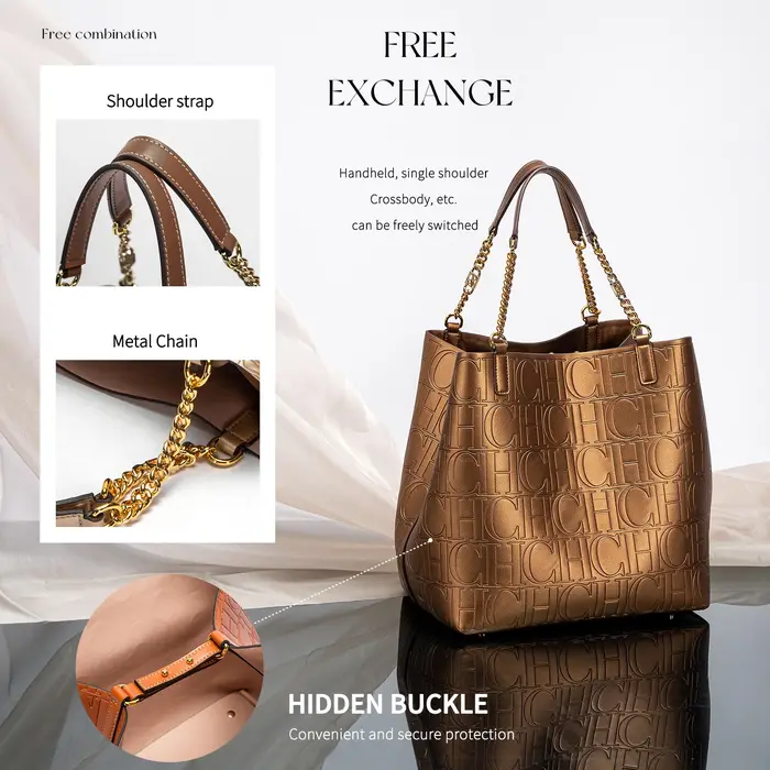 Sac à Main Rétro Classique avec Lettre Design pour Femme, Sacoche de Grande Capacité, Solide, Nouvel