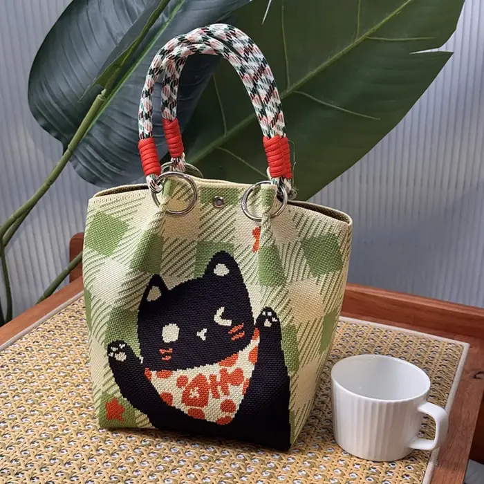 Sac fourre-tout portable en tricot pour chat