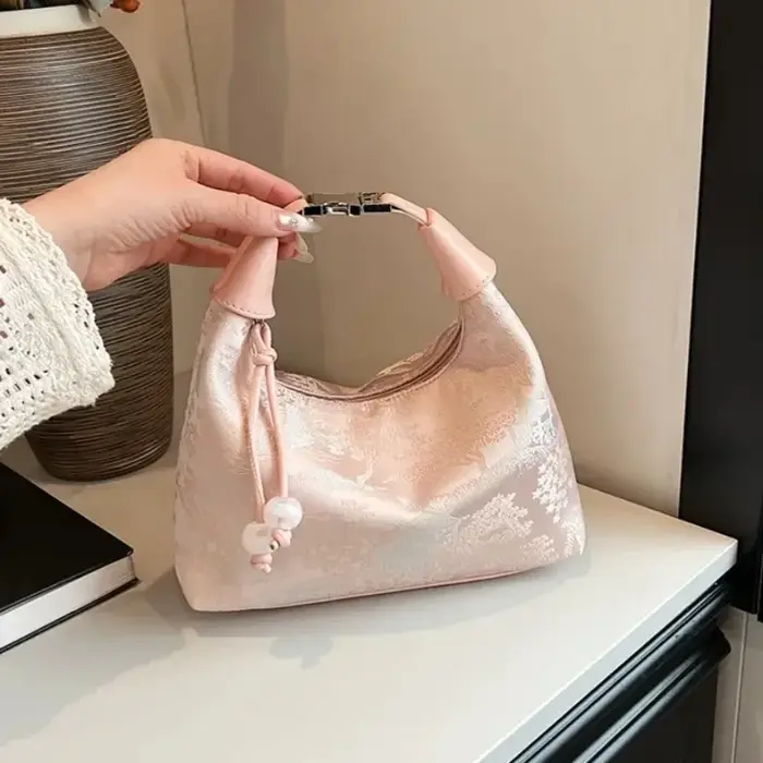 Sac à main Cheongsam réglable en toile à fermeture éclair Vintage