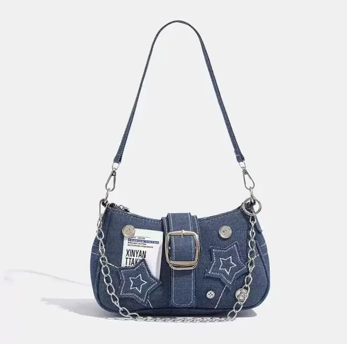 Sacs à main tendance pour femmes, motif étoiles en jean, sacs sous le bras Y2K pour filles cool, pet