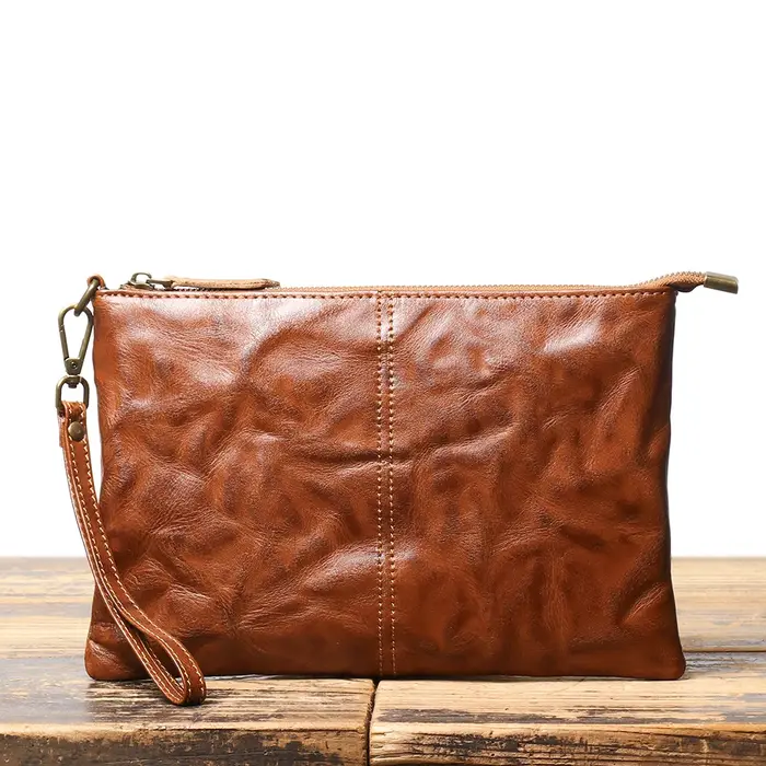 ROOG Portefeuille pochette en cuir vintage intemporel – Cuir véritable luxueux