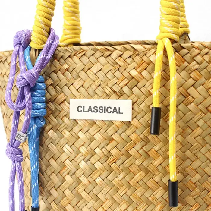 1 pièces sac fourre-tout tissé à la main panier de plage sac de marché