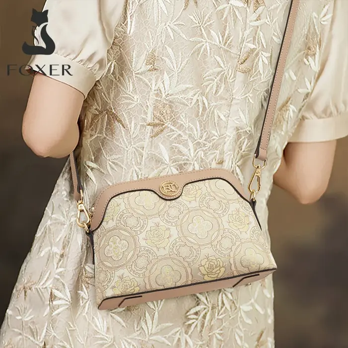 Sac à bandoulière brodé de style chinois FOXER pour femme, nouvelle collection 2026, grand sac à mai