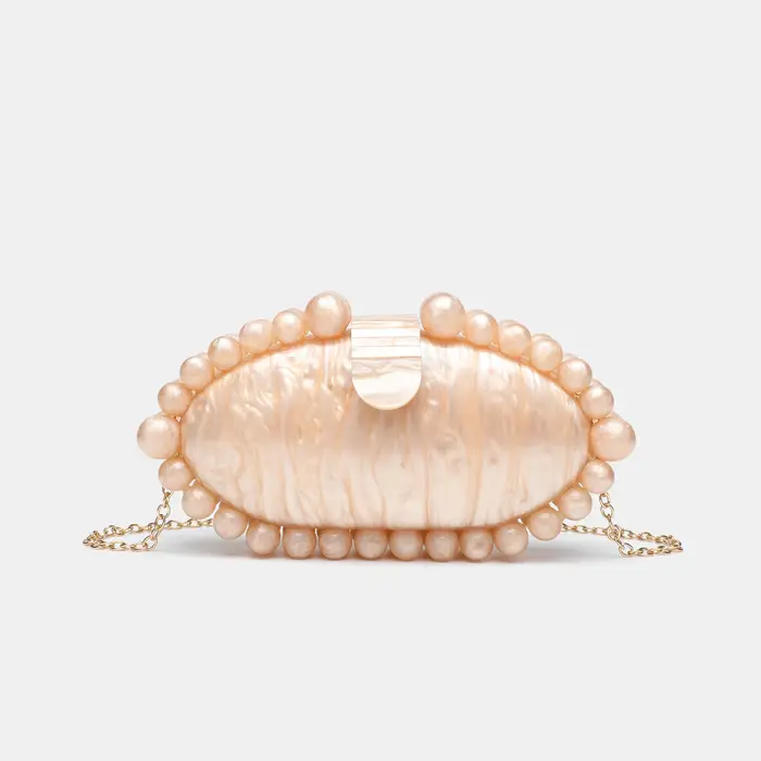 Sac de soirée de luxe 2025 avec chaîne perlée dorée, sac en acrylique en forme de gâteau pour femme,