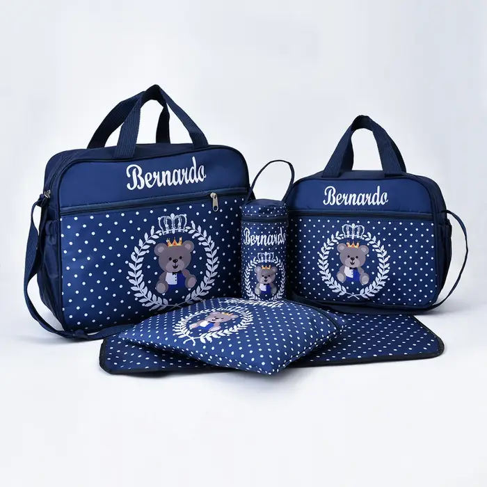 Sac maman cinq pièces sac mode imprimé ours multifonctionnel grande capacité une épaule bandoulière maternel bébé sac sac à couches