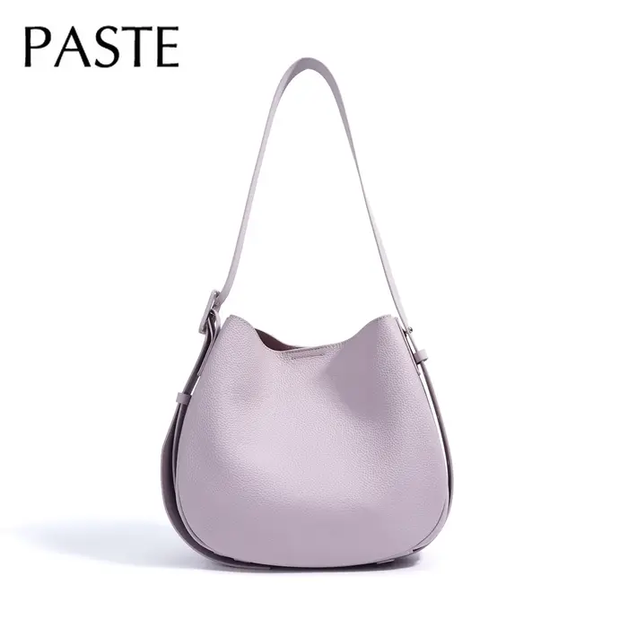 2026 Lavande demi-rond seau fourre-tout grande large sangle réglable femmes aisselle sac à bandoulière pleine fleur en cuir de vache dames sac à main