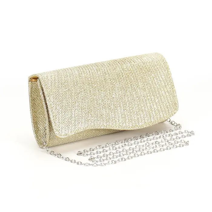 Nouvelle pochette de soirée brillante à paillettes couleur argent, sac à bandoulière élégant avec ch