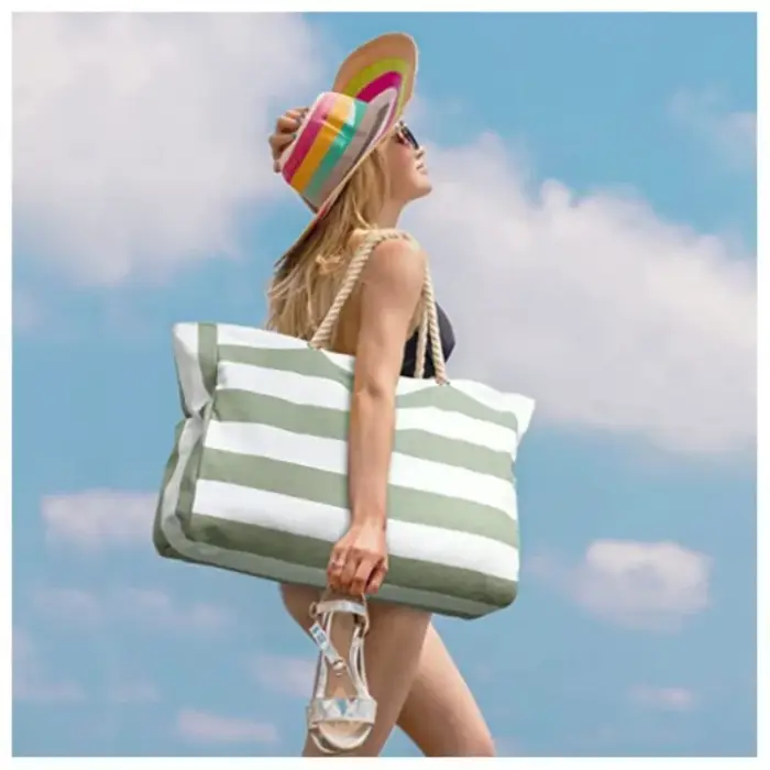 Sac de plage pour femme avec poche extérieure zippée