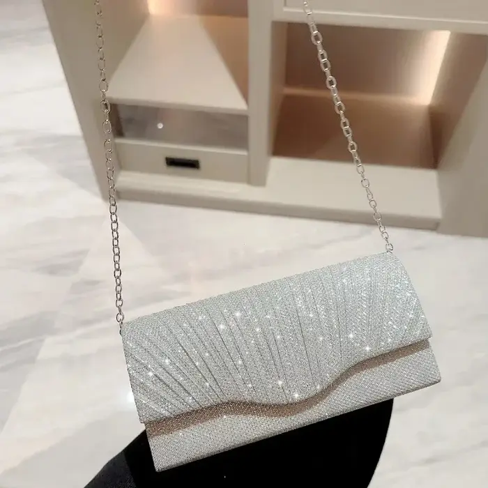 Pochette à paillettes argentées pour femmes