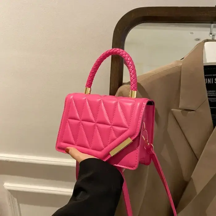 Sac à bandoulière en cuir PU à carreaux pour femmes