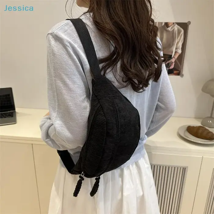 ♥ Sac banane en velours côtelé pour femmes