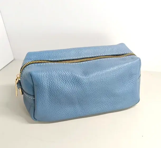 Pochette de maquillage de luxe en cuir véritable pour femmes