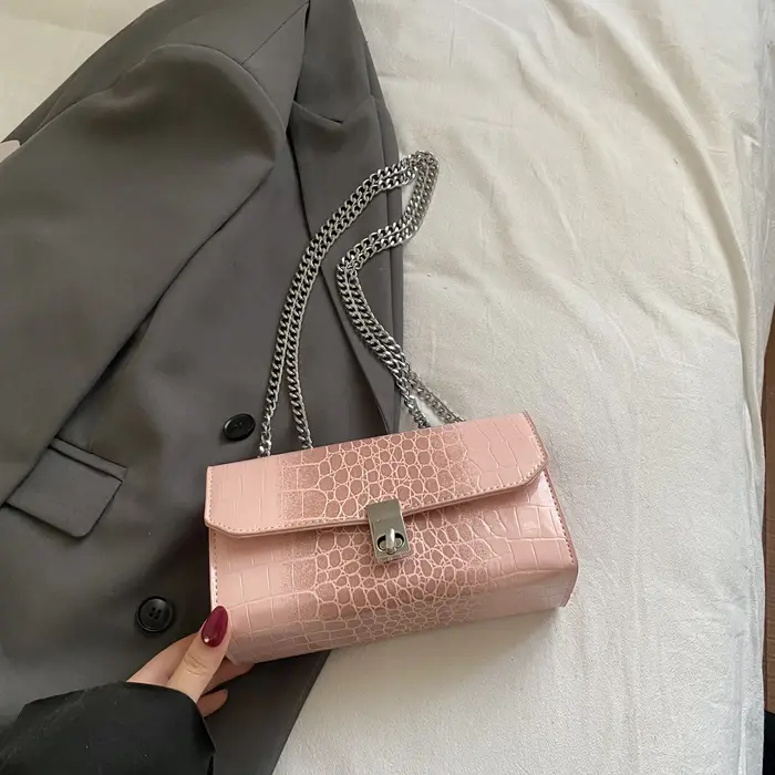 Sac à main noir en similicuir façon crocodile, petit sac bandoulière pour femme, sac à bandoulière t