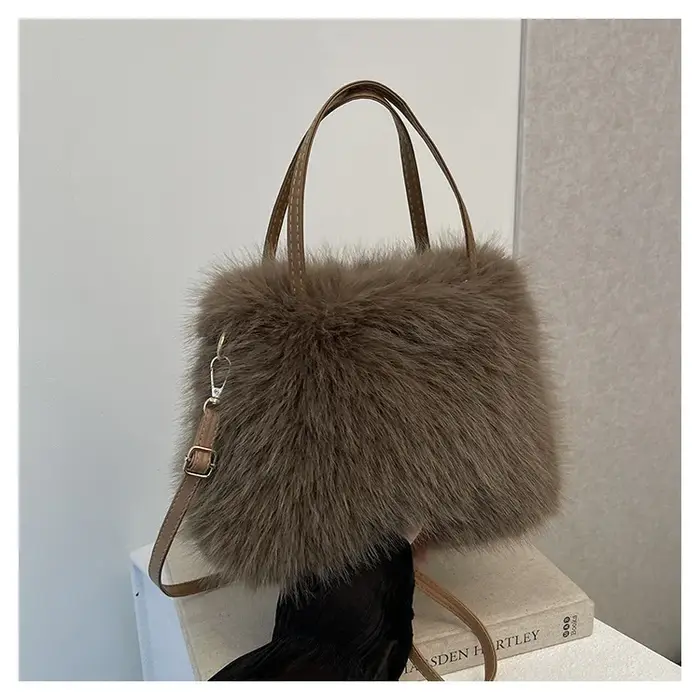 Sacs à main à pompon en fausse fourrure pour femmes, sac à bandoulière en fourrure pour dames, fourr