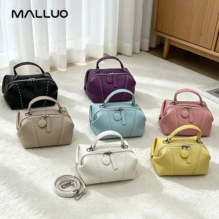 Sac Boston Mini en Cuir de Vachette Véritable pour Femme