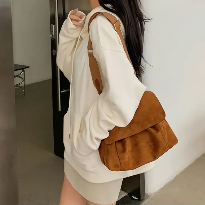 Sac à bandoulière en cuir suédé pour femmes