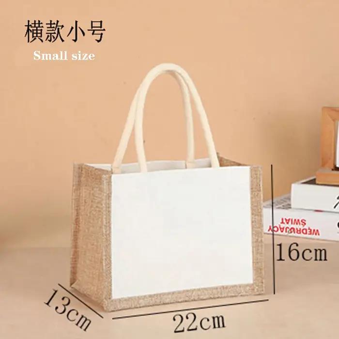 Sac d'épicerie en toile de jute, fourre-tout en coton, sacs à main écologiques, sac de rangement por