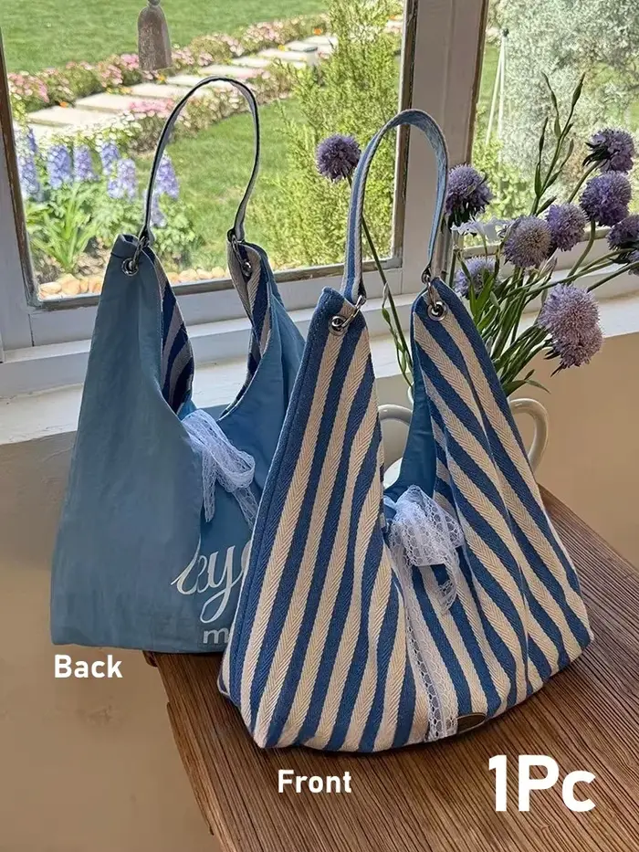 Sac à main double face pour femme avec nœud en dentelle - Idéal pour les trajets quotidiens