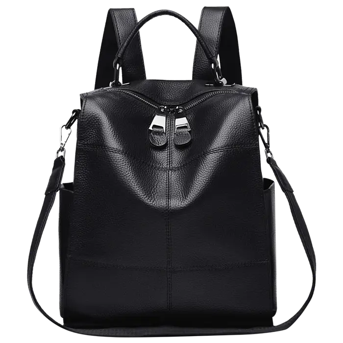Sac à dos pour femme en cuir véritable grain litchi, fermeture éclair de haute qualité, design simple et élégant, multifonctionnel, sac à dos à poignée supérieure