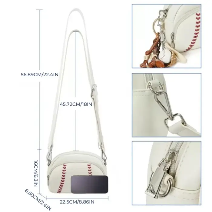 Nouveau sac à bandoulière en cuir de Style Baseball populaire rétro