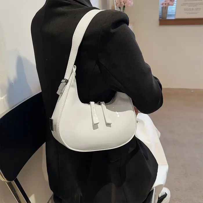 Sac à main demi-lune vintage en cuir PU pour femmes et filles