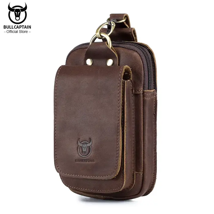 BULLCAPTAIN mode qualité en cuir petite pochette d'été crochet conception taille Pack sac étui à cigarettes 6