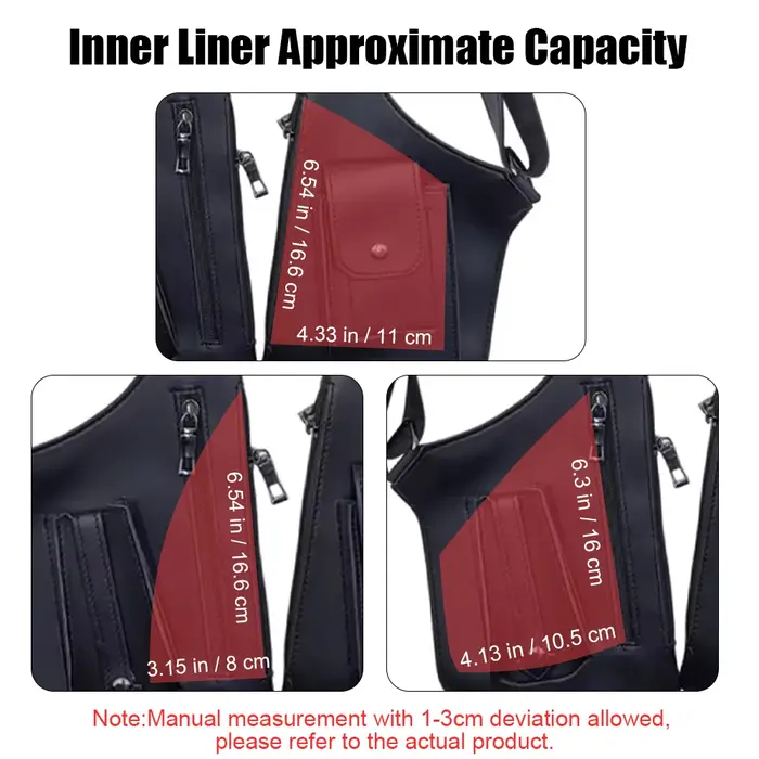 Sac antivol sous les bras, étui d'épaule caché, double pochette de rangement, poche portefeuille pour téléphone