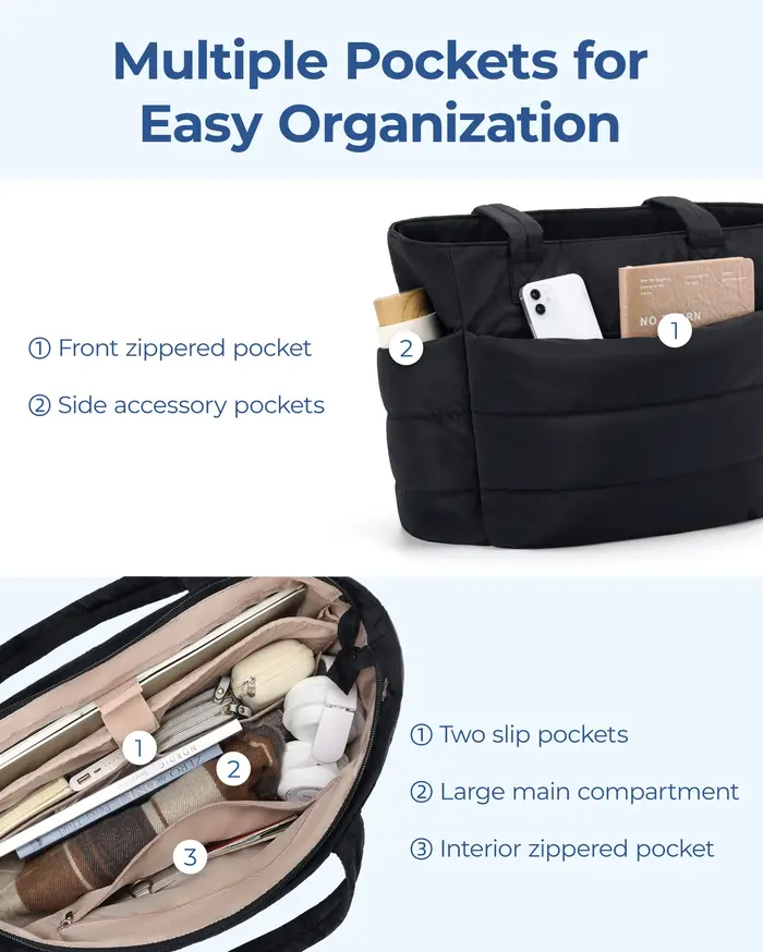 BAGSMART sac fourre-tout gonflé rembourré sacs pour femmes loisirs déplacements sac à main grande capacité maman sortir organisateur de rangement