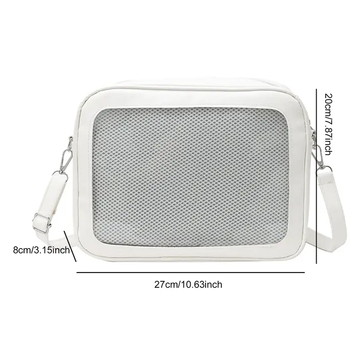 Sac bandoulière transparent carré pour femme avec affichage de badges