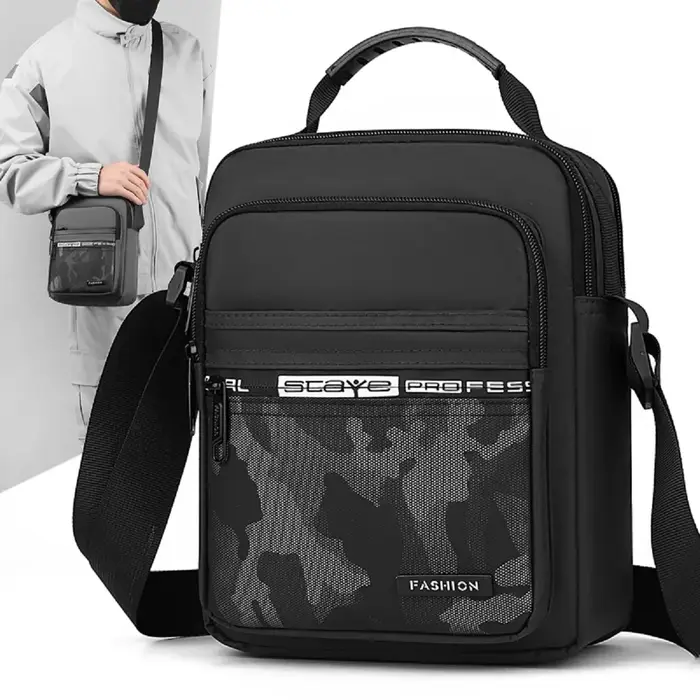 Sac à bandoulière en nylon pour loisirs et bureau, pour hommes et femmes, adapté à plusieurs poches,