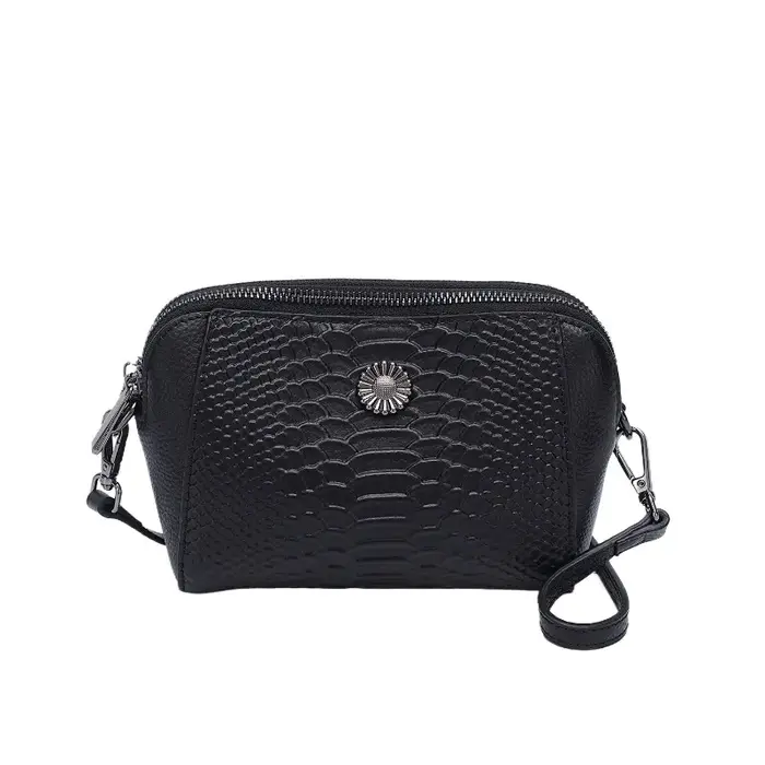 Sac bandoulière vintage en cuir verni gaufré croco, multi-compartiments, sac à main décontracté pour