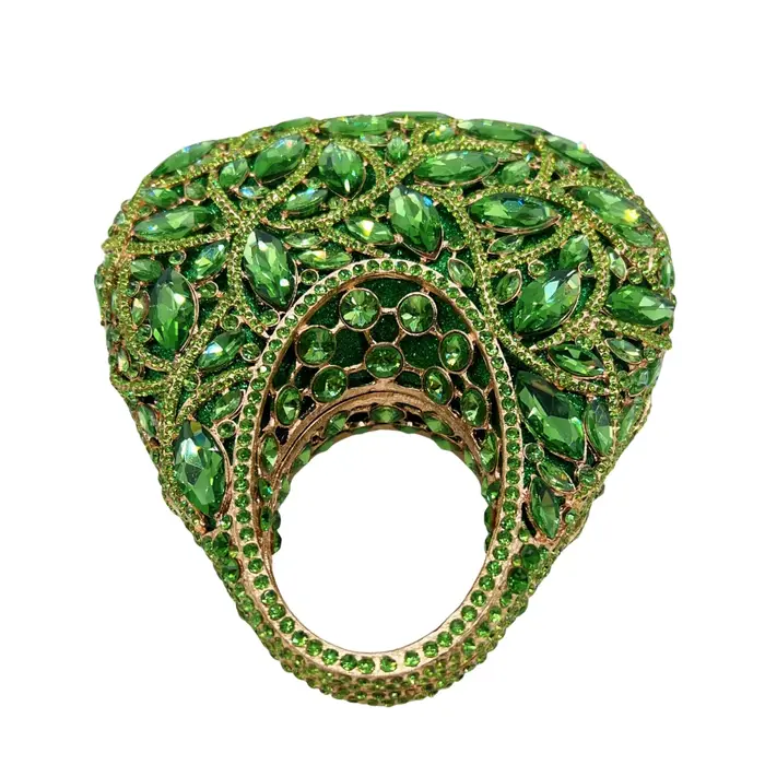 Sac de soirée vintage en satin vert olive avec poignée supérieure