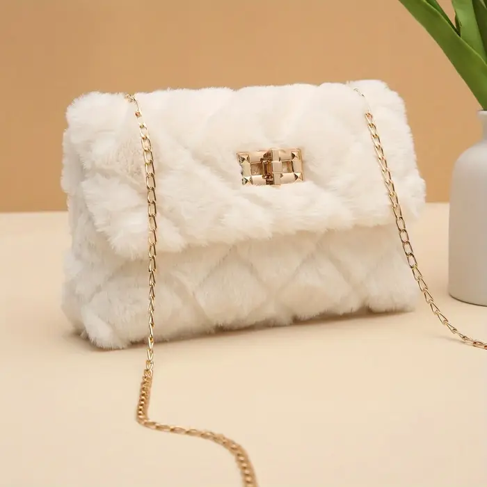 sac à bandoulière en fausse fourrure